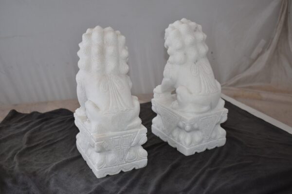 A Pair of Marble Statues of Foo Dogs Size: 5" x 6" x 12"H - Image 9