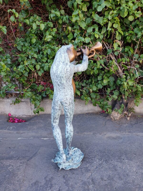 Pair of Musical Frogs Playing Instruments Bronze Statue Size: 16" x 13" x 33"H - Image 4