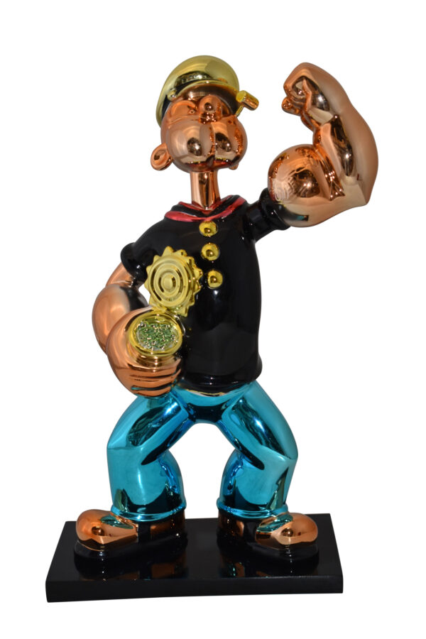 Iconic Black Popeye smaller Resin Statue  Size: 11" x 6" x 17"H