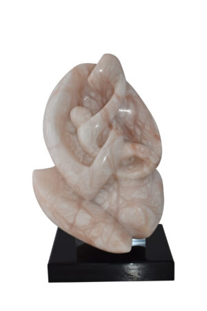 Mother and Child Marble Sculpture mounted on carousel base  12" x 11" x 19"H