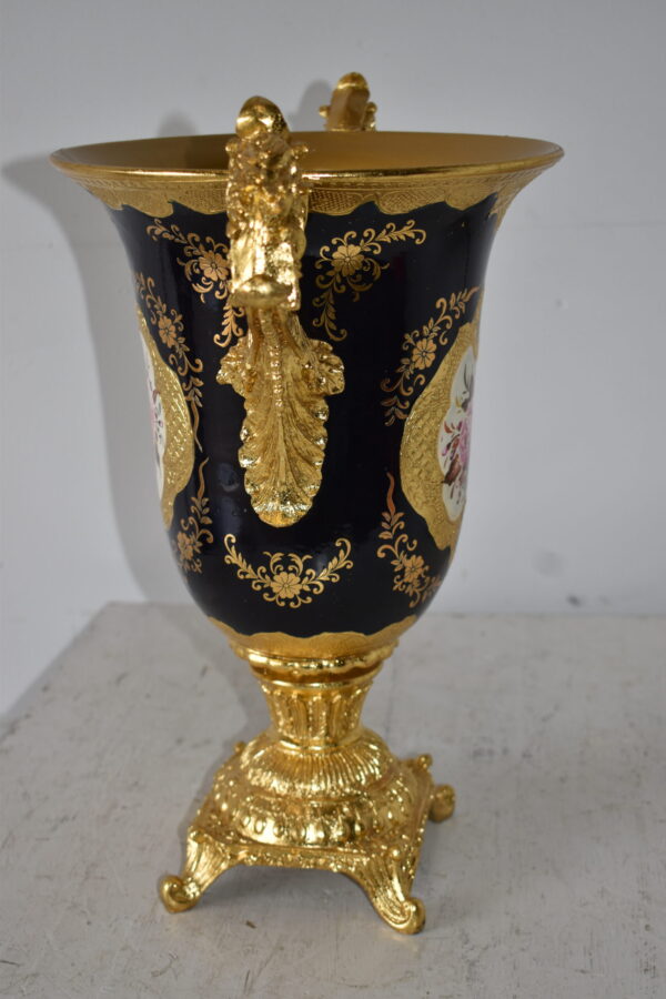 Black and Gold Large Krater Decoration Resin Vase Size: 17" x 10" x 16"H - Image 6