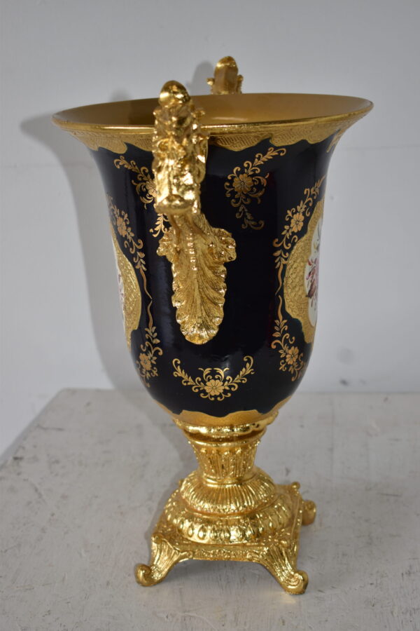 Black and Gold Large Krater Decoration Resin Vase Size: 17" x 10" x 16"H - Image 10