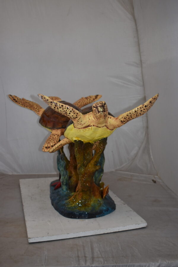 Gliding Turtles in Reef Table Top Bronze Statue  Size: 18" x 16" x 31"H - Image 6