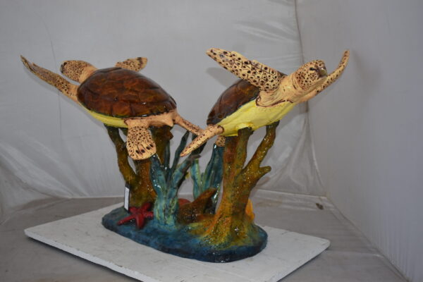 Gliding Turtles in Reef Table Top Bronze Statue  Size: 18" x 16" x 31"H - Image 7