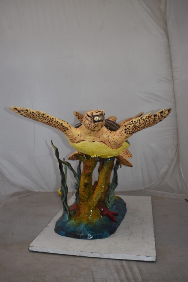 Gliding Turtles in Reef Table Top Bronze Statue  Size: 18" x 16" x 31"H - Image 10