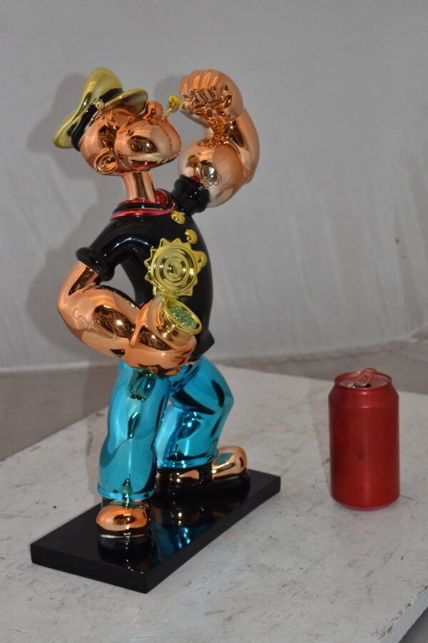 Iconic Black Popeye smaller Resin Statue  Size: 11" x 6" x 17"H - Image 5