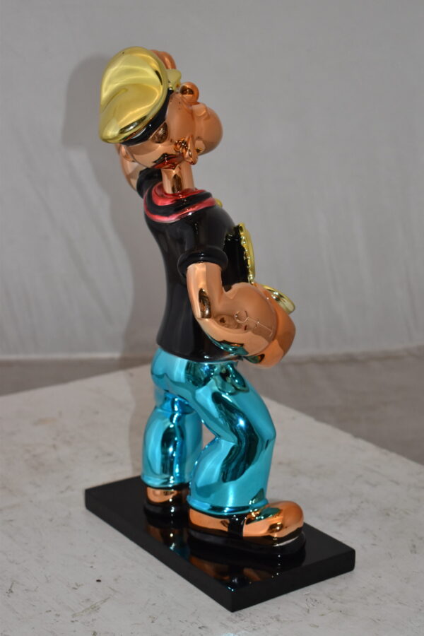 Iconic Black Popeye smaller Resin Statue  Size: 11" x 6" x 17"H - Image 7
