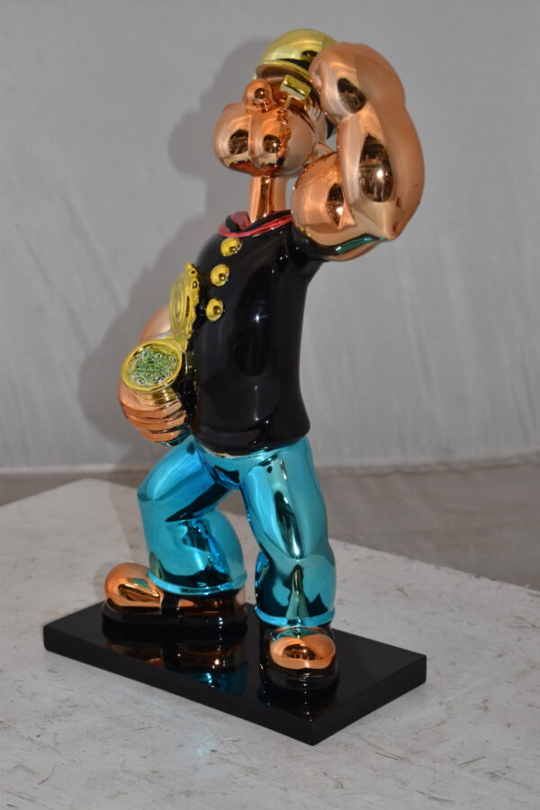 Iconic Black Popeye smaller Resin Statue  Size: 11" x 6" x 17"H - Image 12