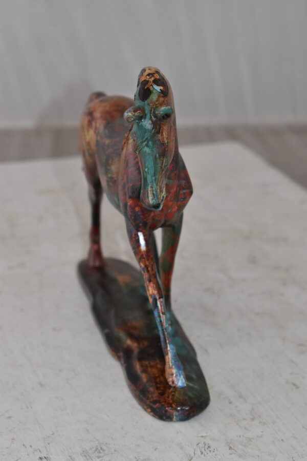 Small Varicolored Roaming Horse Resin Statue Size: 13" x 3" x 8"H