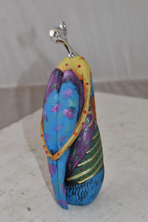 Cradled Woman with Silver Head Resin Statue Size: 3" x 3" x 10"H - Image 5