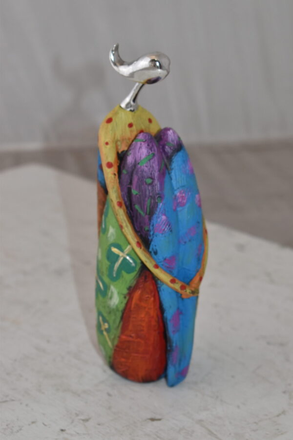 Cradled Woman with Silver Head Resin Statue Size: 3" x 3" x 10"H - Image 7