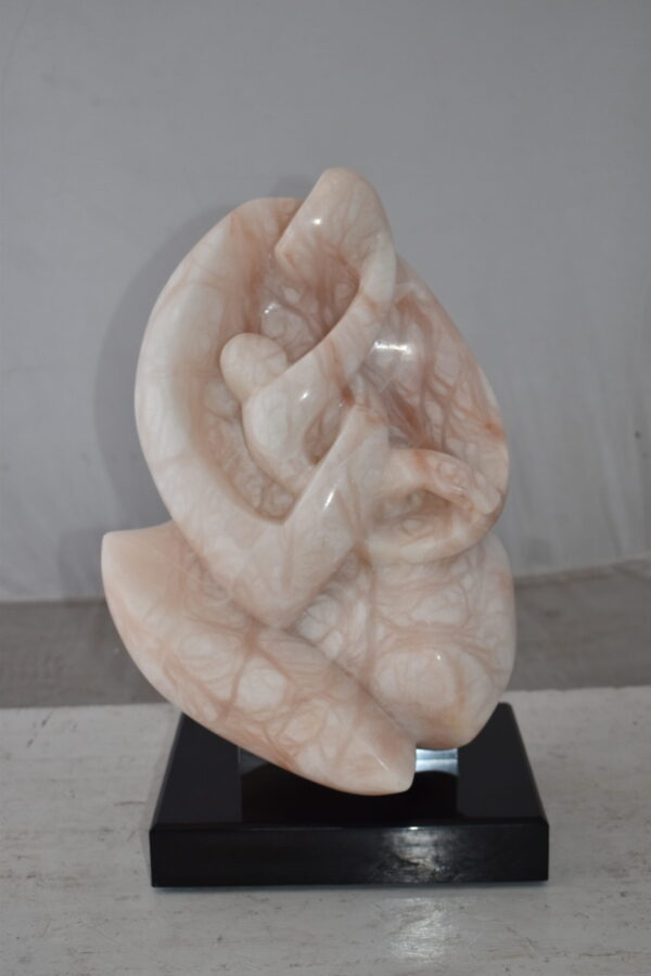 Mother and Child Marble Sculpture mounted on carousel base  12" x 11" x 19"H - Image 3