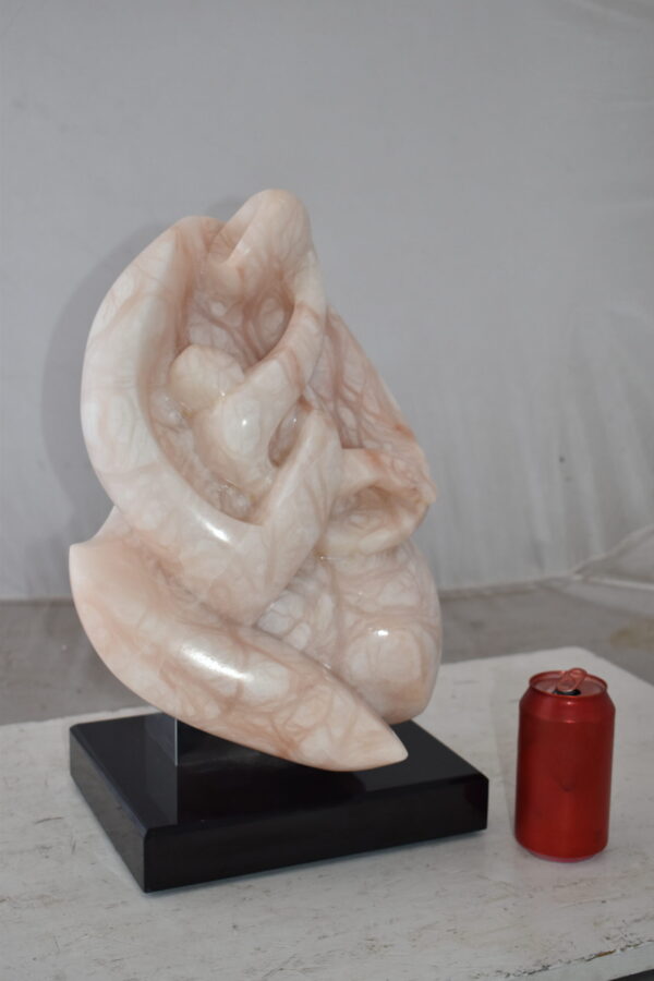 Mother and Child Marble Sculpture mounted on carousel base  12" x 11" x 19"H - Image 4