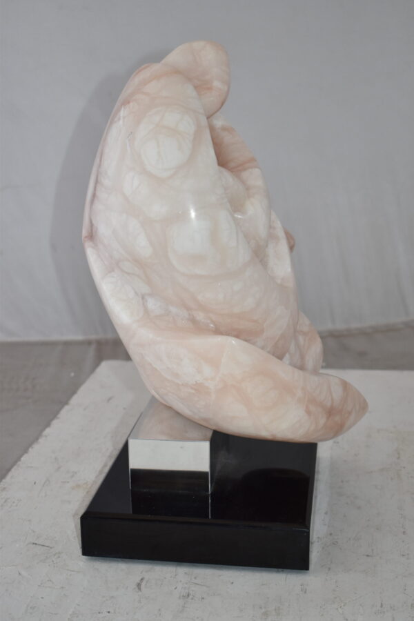 Mother and Child Marble Sculpture mounted on carousel base  12" x 11" x 19"H - Image 5