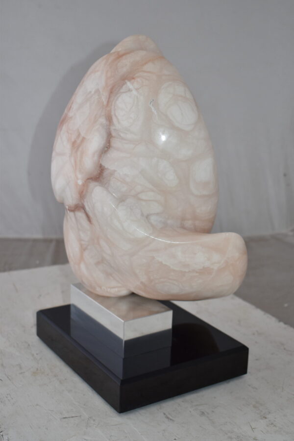 Mother and Child Marble Sculpture mounted on carousel base  12" x 11" x 19"H - Image 6