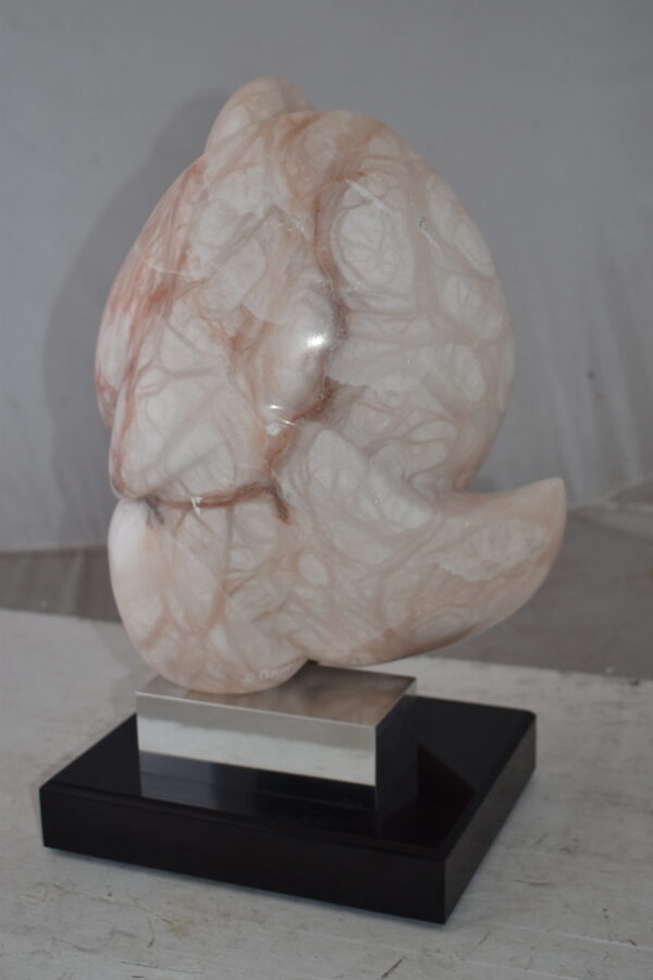 Mother and Child Marble Sculpture mounted on carousel base  12" x 11" x 19"H - Image 7