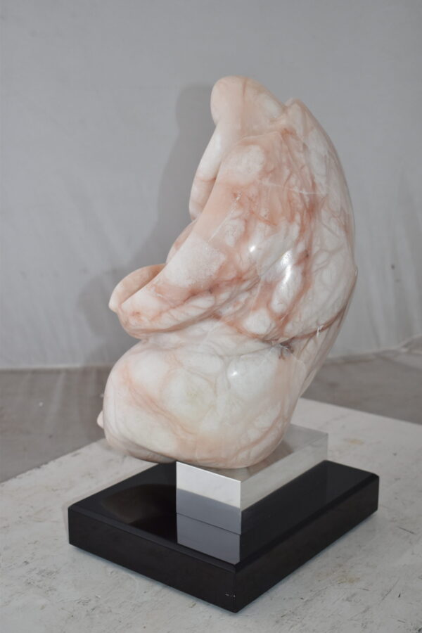 Mother and Child Marble Sculpture mounted on carousel base  12" x 11" x 19"H - Image 8