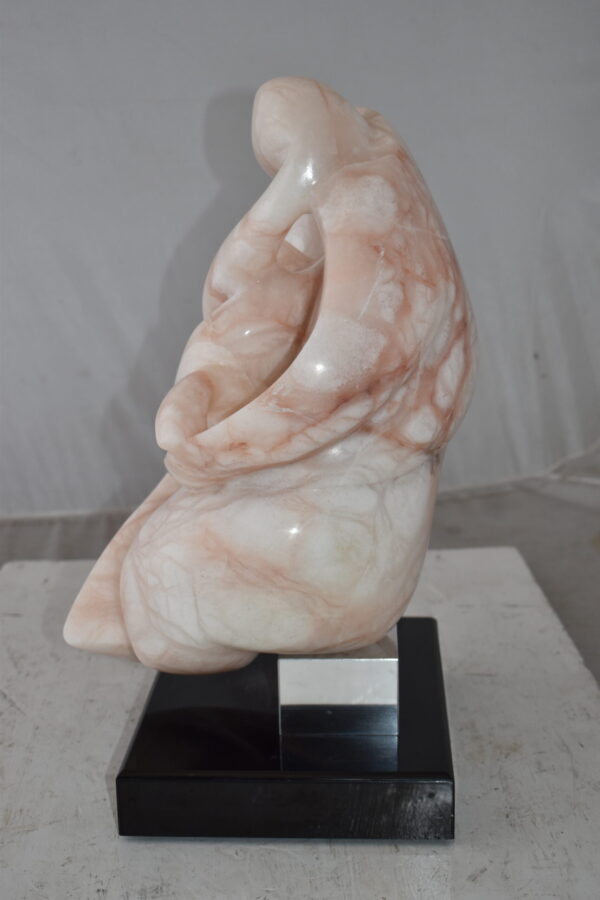 Mother and Child Marble Sculpture mounted on carousel base  12" x 11" x 19"H - Image 9