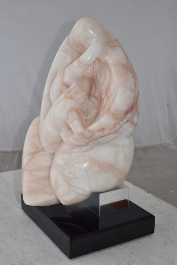 Mother and Child Marble Sculpture mounted on carousel base  12" x 11" x 19"H - Image 10
