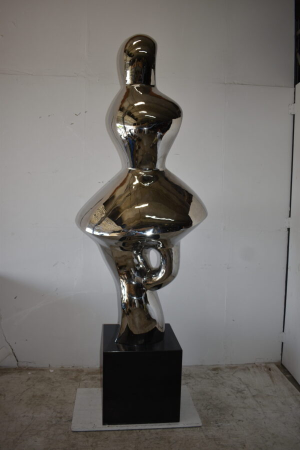 Ambiguous Stainless-Steel Statue On Marble Base Size: 28" x 28" x 100"H - Image 3