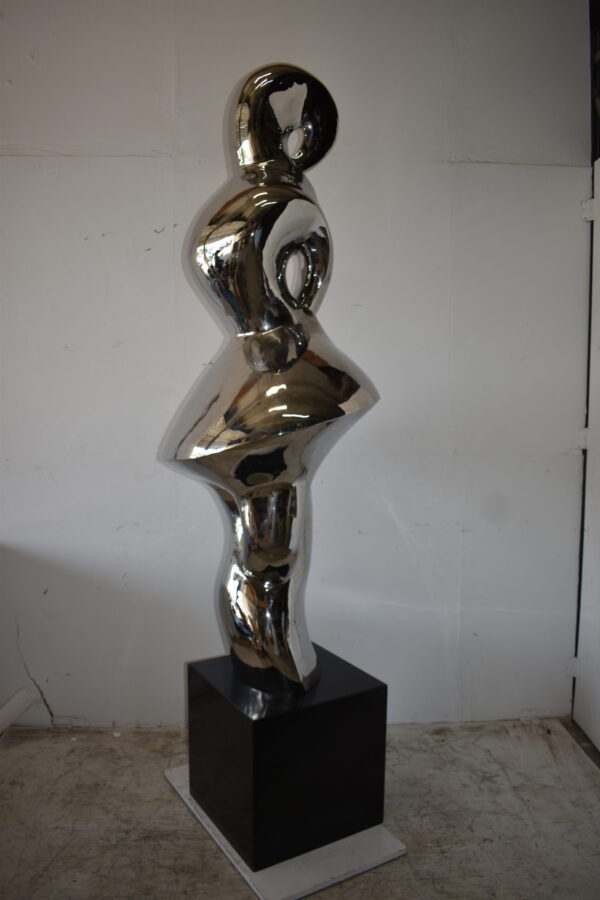 Ambiguous Stainless-Steel Statue On Marble Base Size: 28" x 28" x 100"H - Image 5