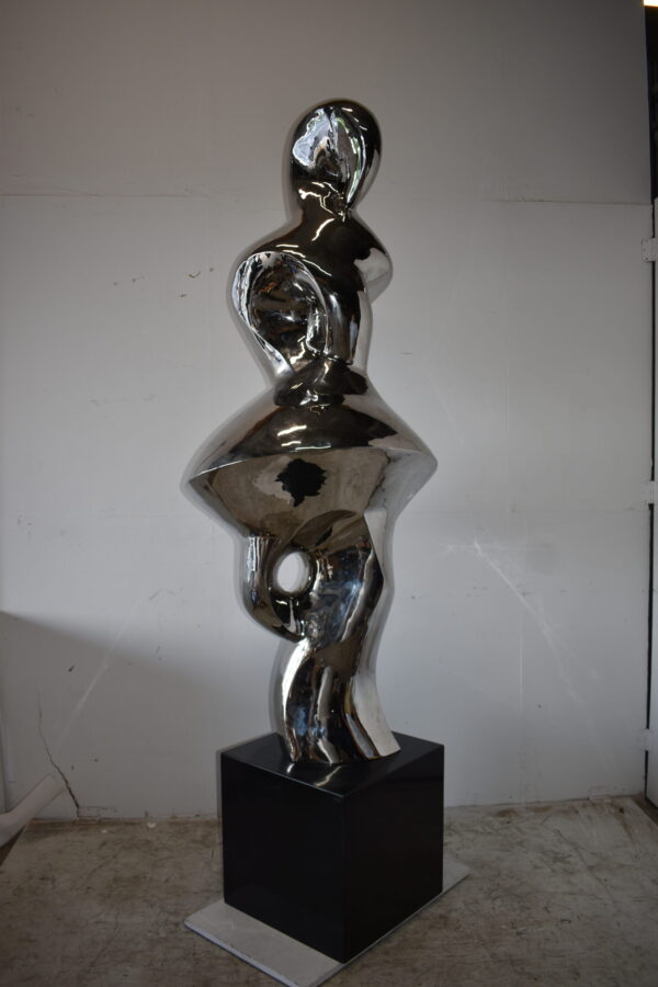 Ambiguous Stainless-Steel Statue On Marble Base Size: 28" x 28" x 100"H - Image 7