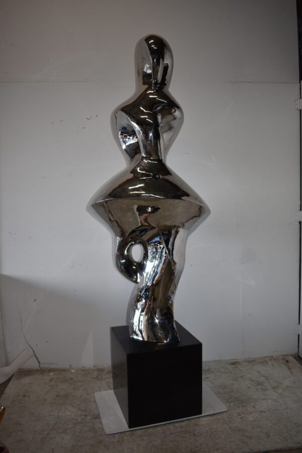 Ambiguous Stainless-Steel Statue On Marble Base Size: 28" x 28" x 100"H - Image 8