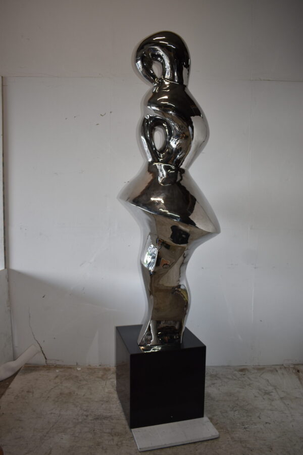 Ambiguous Stainless-Steel Statue On Marble Base Size: 28" x 28" x 100"H - Image 9
