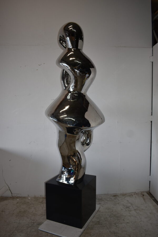 Ambiguous Stainless-Steel Statue On Marble Base Size: 28" x 28" x 100"H - Image 10