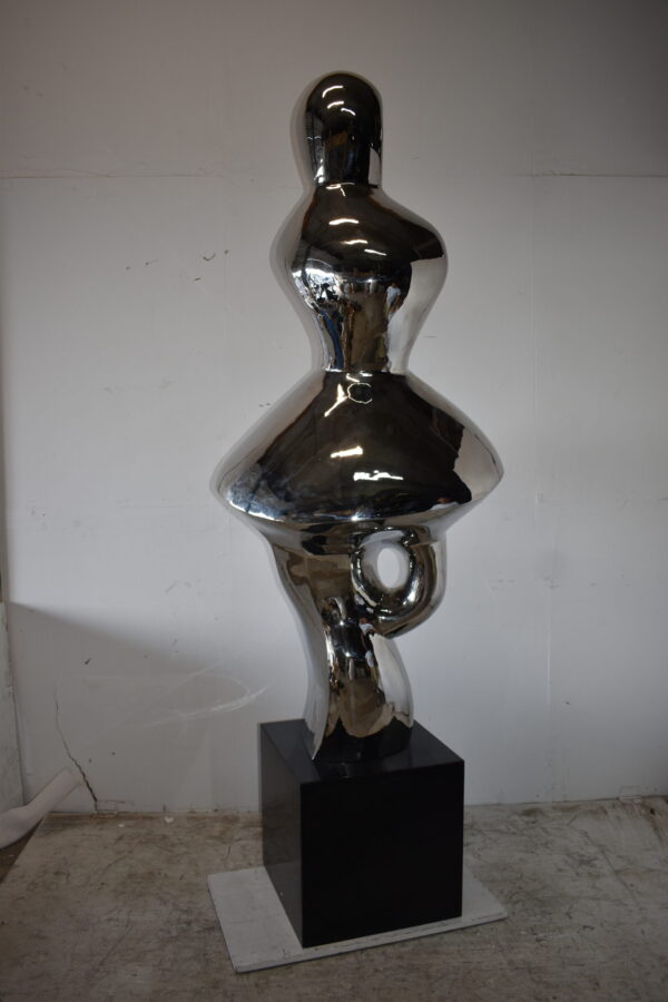 Ambiguous Stainless-Steel Statue On Marble Base Size: 28" x 28" x 100"H - Image 11