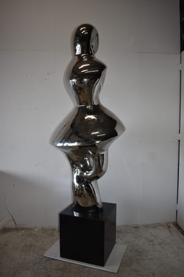 Ambiguous Stainless-Steel Statue On Marble Base Size: 28" x 28" x 100"H - Image 12