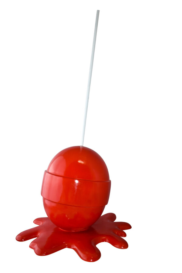 Giant Red Lollipop Melted on The Ground Resin Statue Size: 31" x 27" x 56"H
