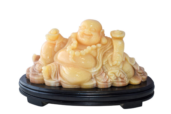 Buddha Statue Large Made of Jade Mounted on Wood Base Size: 21" x 11" x 11"H