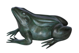 Croaking Frog Bronze Statue in Green Patina Fountain Size: 15" x 10" x 7"H