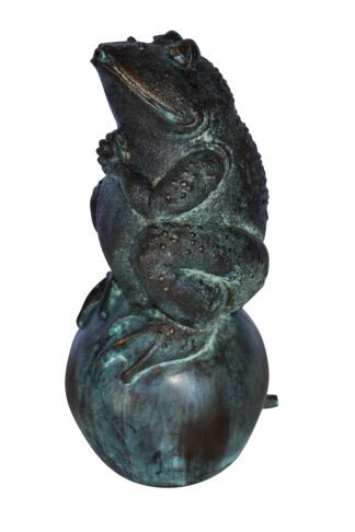 Frog With Green Patina Bronze Fountain Statue