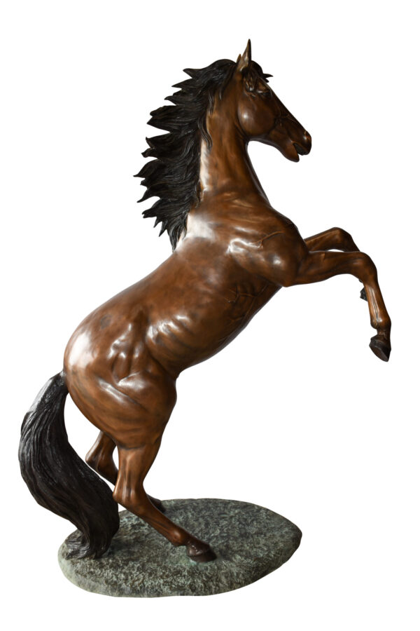 Graceful Life-Sized Horse on Hind Legs Bronze Statue Size: 72" x 34" x 88"H