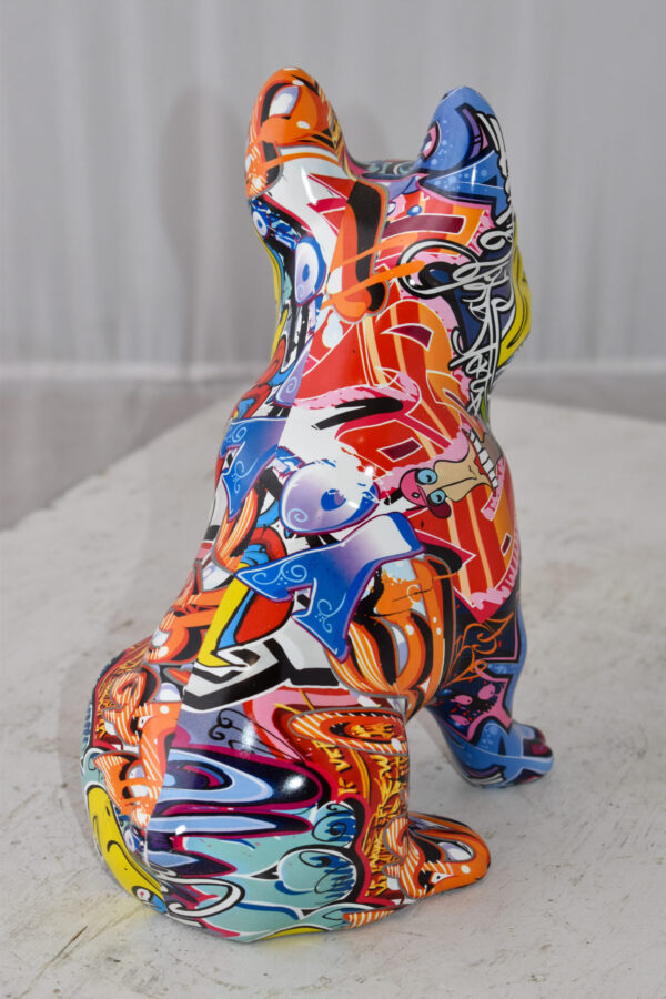 French Bulldog Painted Red Graffiti Resin Statue Size: 8" x 5" x 10"H - Image 8