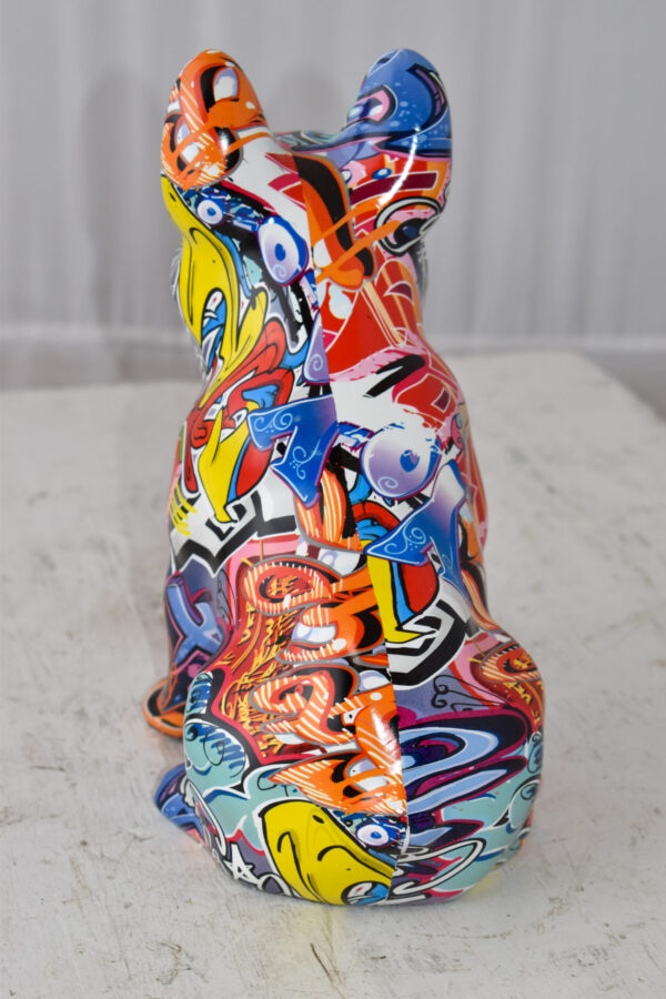 French Bulldog Painted Red Graffiti Resin Statue Size: 8" x 5" x 10"H - Image 9