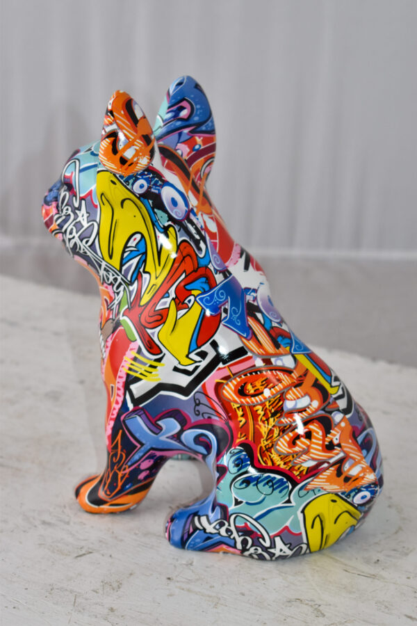 French Bulldog Painted Red Graffiti Resin Statue Size: 8" x 5" x 10"H - Image 10