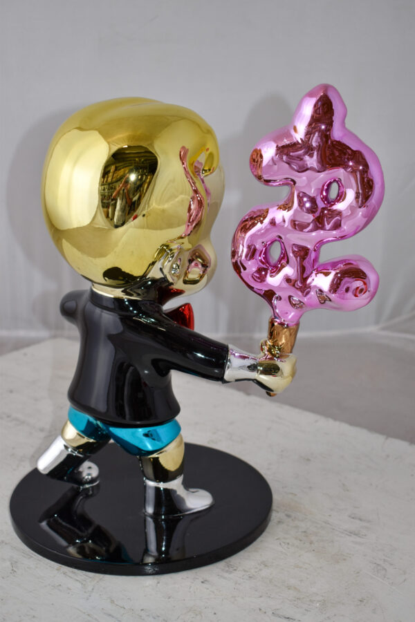 Cartoon Monopoly Girl with Money Cotton Candy Resin Statue 12" x 10" x 15"H - Image 6