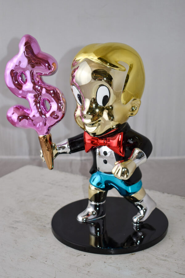Cartoon Monopoly Girl with Money Cotton Candy Resin Statue 12" x 10" x 15"H - Image 9