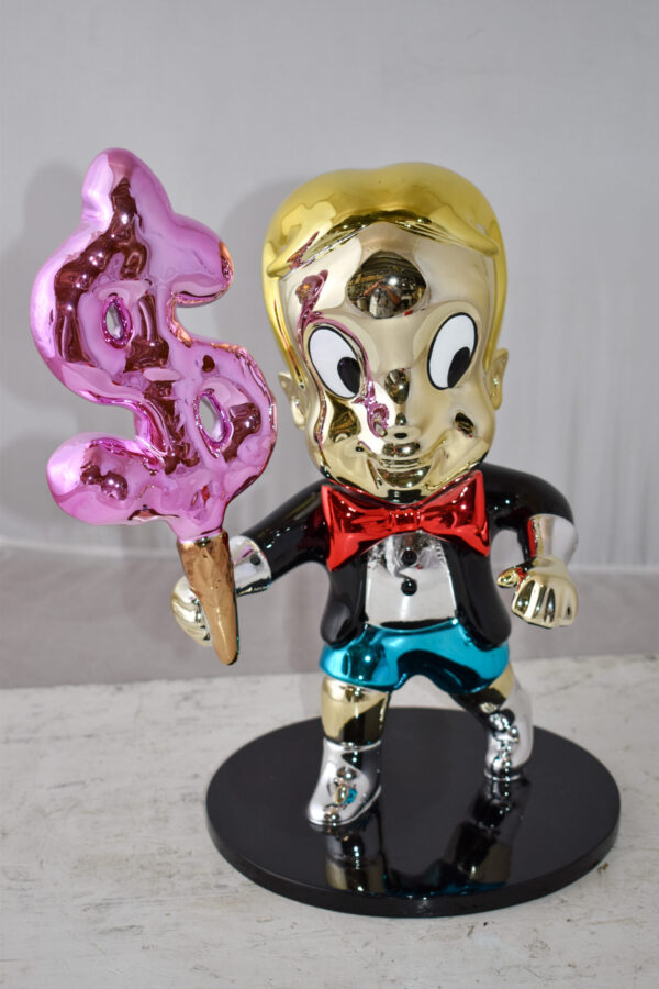 Cartoon Monopoly Girl with Money Cotton Candy Resin Statue 12" x 10" x 15"H - Image 10