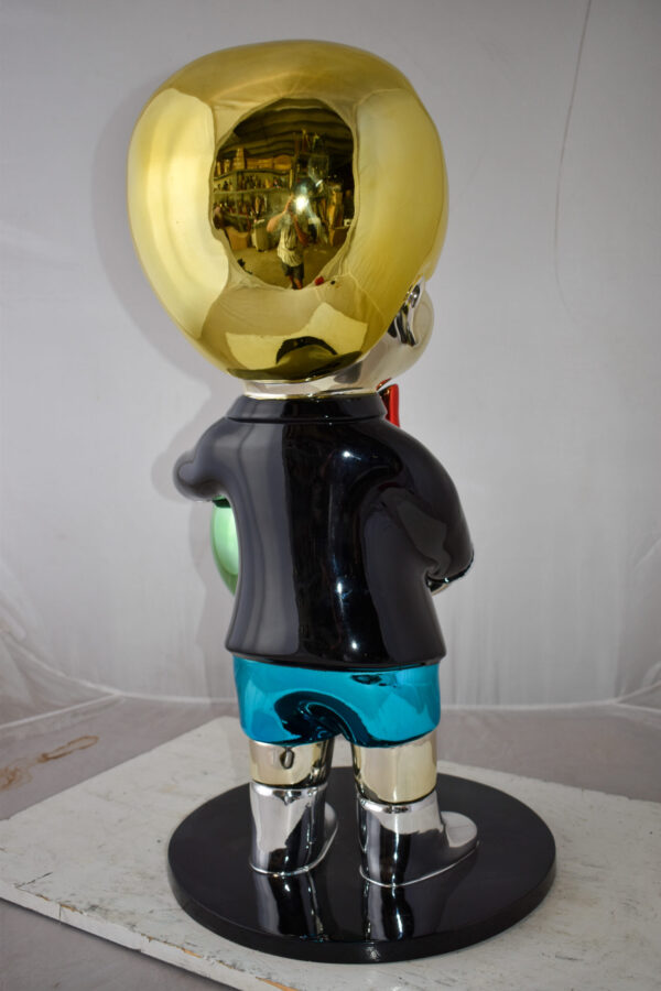 Excited Cartoon Boy Holding Money Bag Resin Statue Large Size: 16" x 16" x 32"H - Image 7