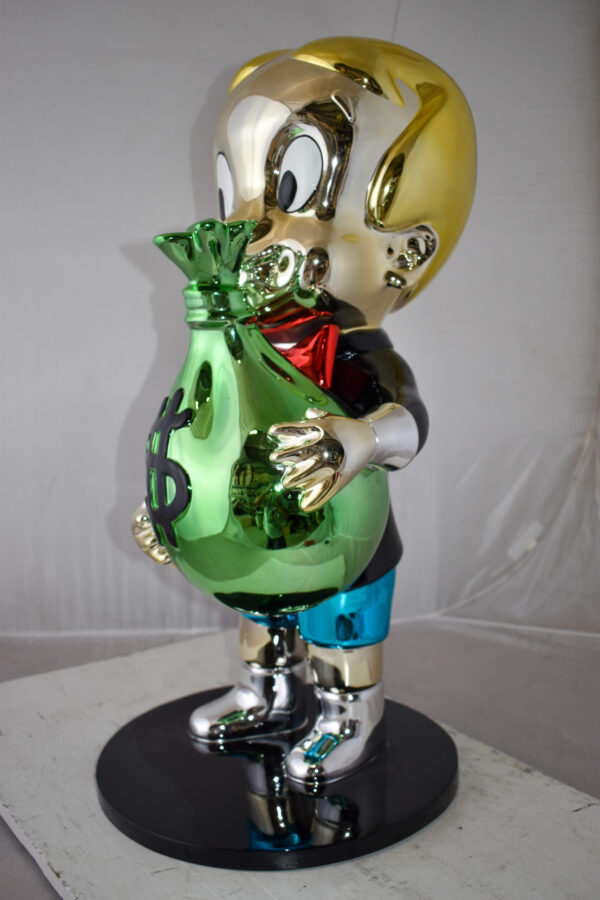 Excited Cartoon Boy Holding Money Bag Resin Statue Large Size: 16" x 16" x 32"H - Image 10