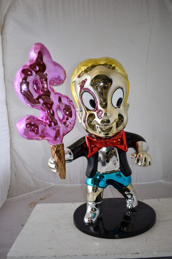 Cartoon Monopoly Boy with Money Cotton Candy Resin Statue Size: 15" x 24" x 31"H - Image 3