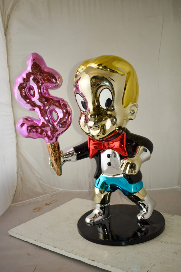 Cartoon Monopoly Boy with Money Cotton Candy Resin Statue Size: 15" x 24" x 31"H - Image 4