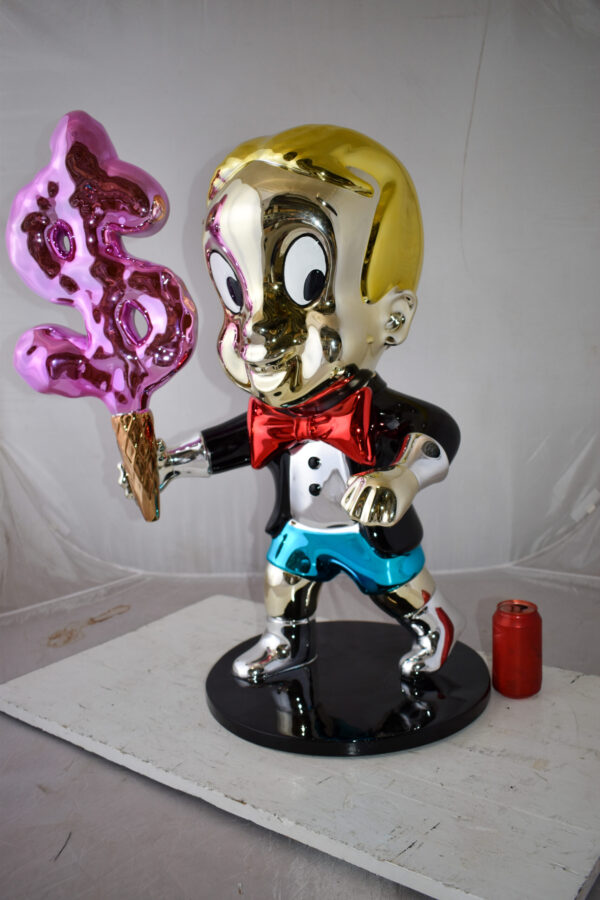 Cartoon Monopoly Boy with Money Cotton Candy Resin Statue Size: 15" x 24" x 31"H - Image 5