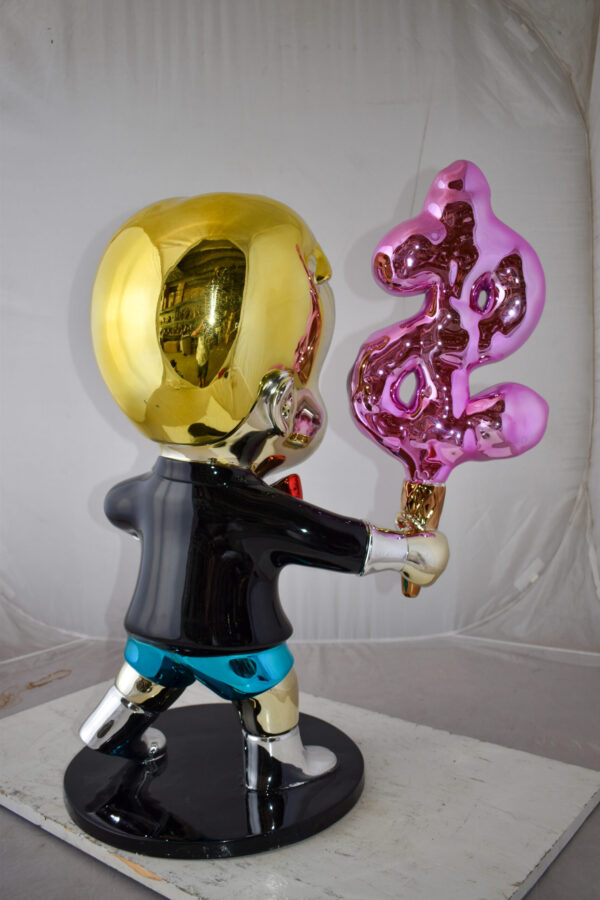 Cartoon Monopoly Boy with Money Cotton Candy Resin Statue Size: 15" x 24" x 31"H - Image 12