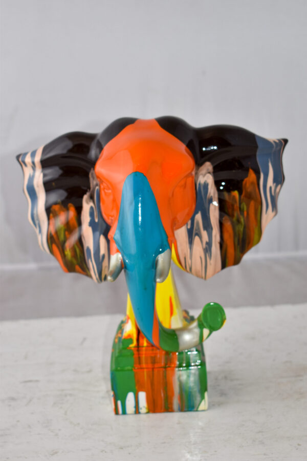 Elephant Ears Modern Looking Multicolored Resin Statue Size: 11" x 7" x 11"H - Image 3