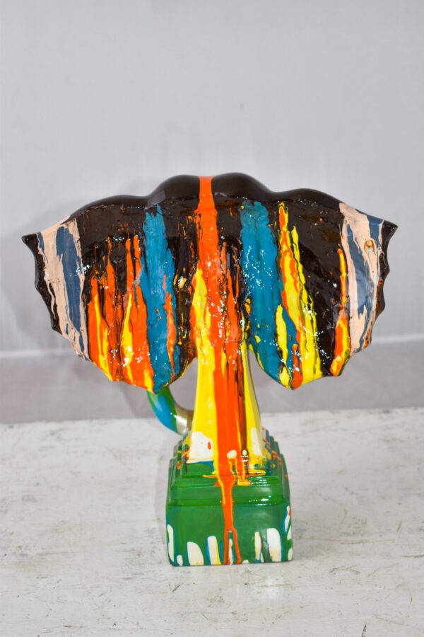 Elephant Ears Modern Looking Multicolored Resin Statue Size: 11" x 7" x 11"H - Image 8